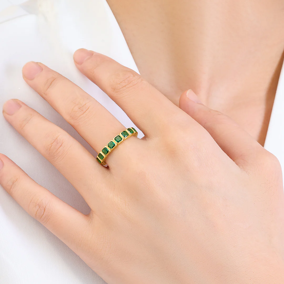 Emerald Cut Birthstone Eternity Ring - Image 18