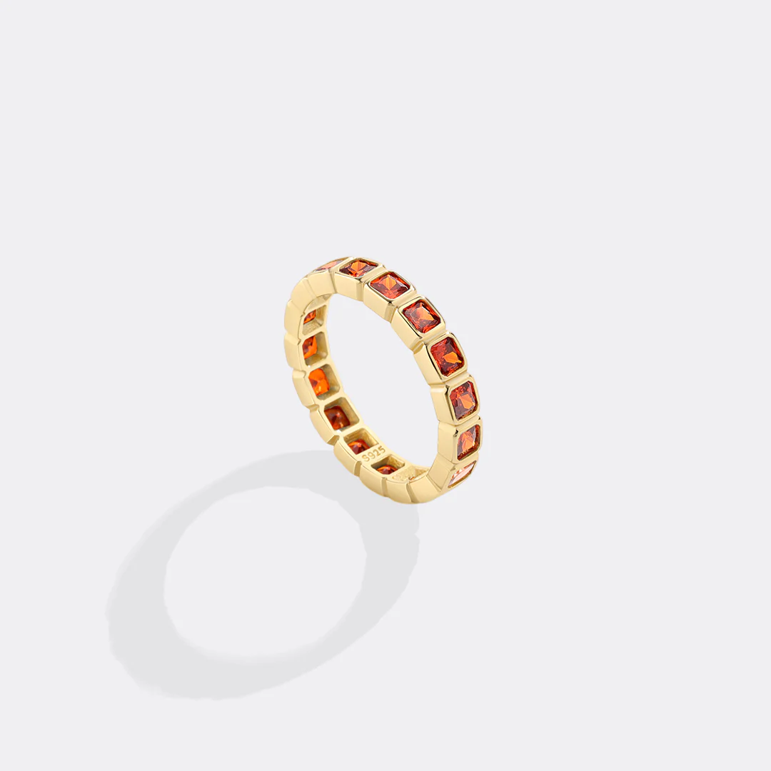 Emerald Cut Birthstone Eternity Ring - Image 3