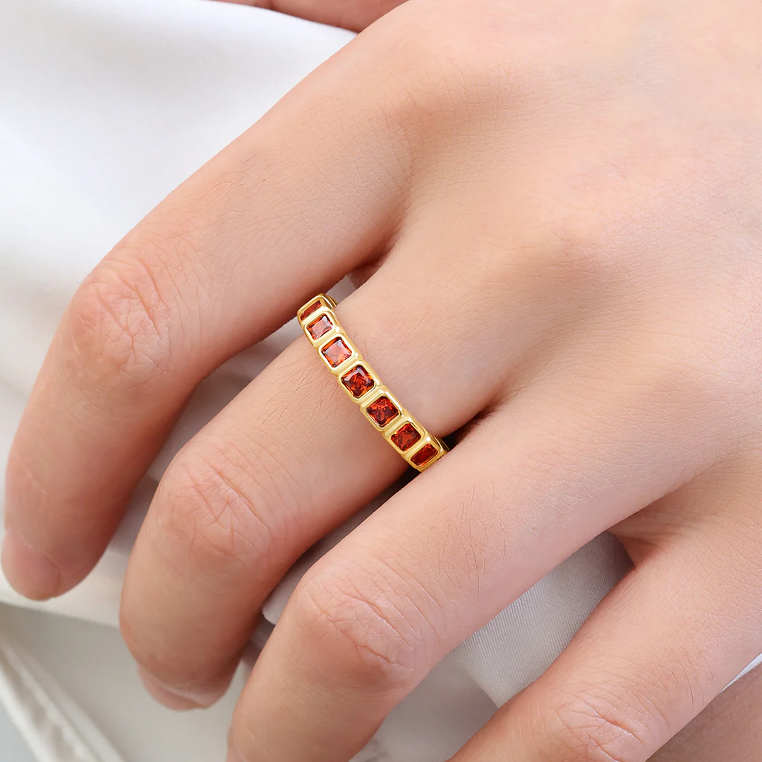 Emerald Cut Birthstone Eternity Ring - Image 4