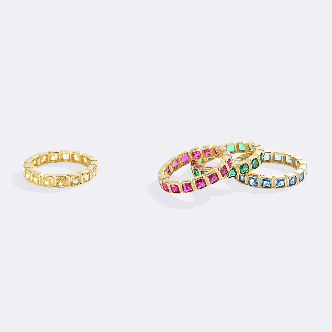 Emerald Cut Birthstone Eternity Ring - Image 6