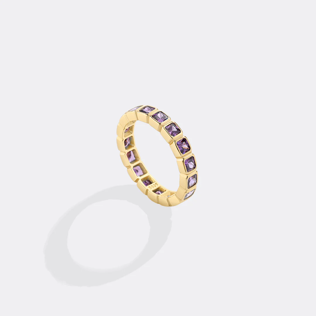 Emerald Cut Birthstone Eternity Ring - Image 8