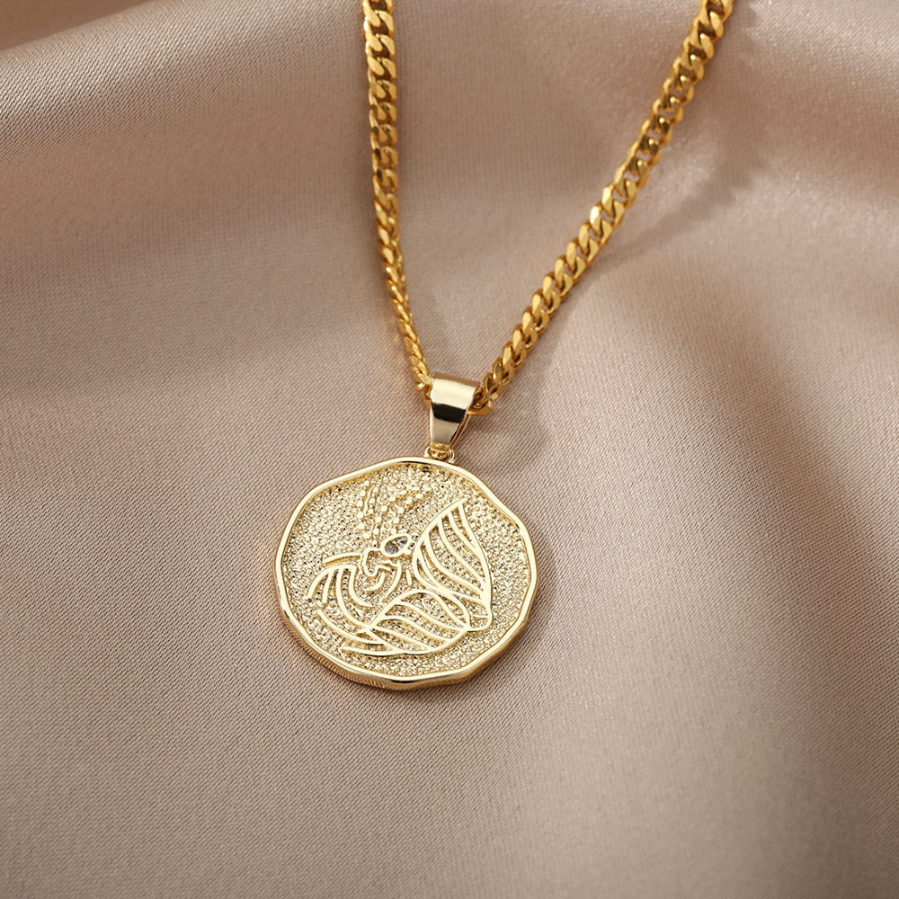 Astrological Sign Coin Pendant Necklace - Image 33
