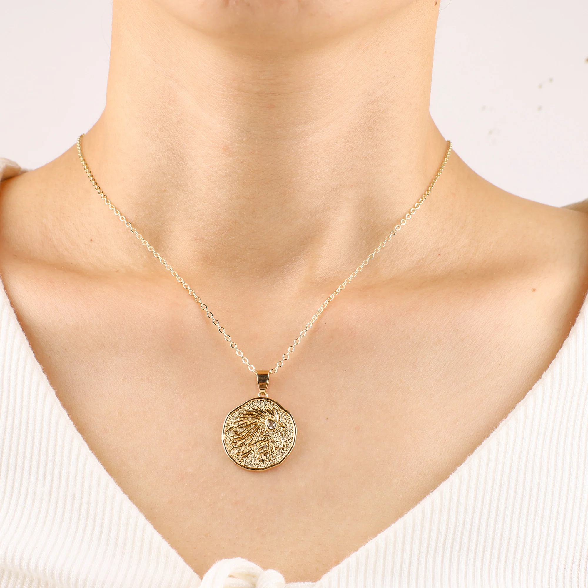 Astrological Sign Coin Pendant Necklace - Image 35