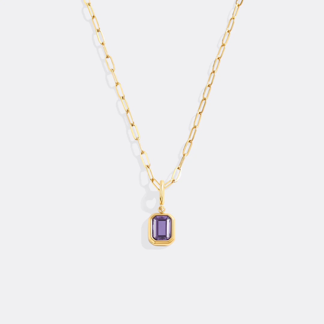 Baguette Birthstone Charm Necklace - Image 21