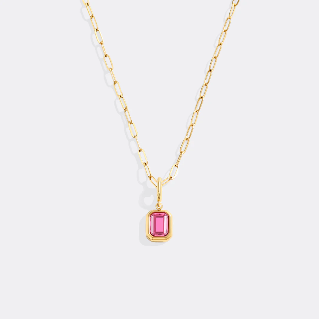 Baguette Birthstone Charm Necklace - Image 29