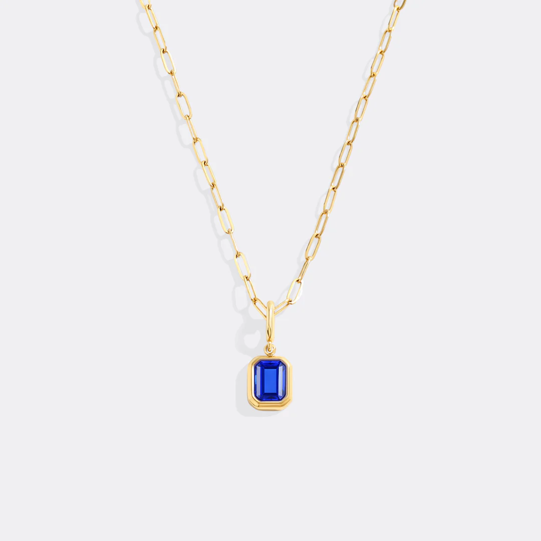 Baguette Birthstone Charm Necklace - Image 30