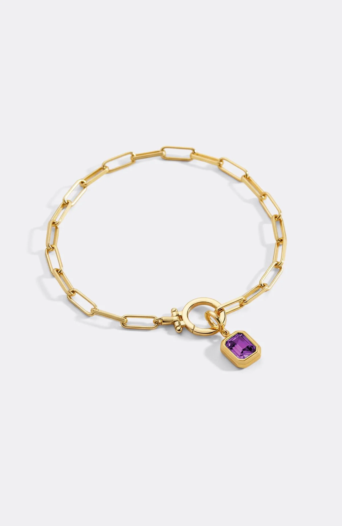 Baguette Birthstone Charm on Mint Paperclip Bracelet - Image 35