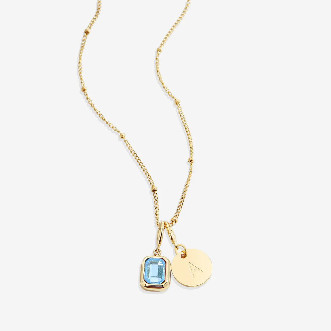 Baguette Birthstone & Initial Necklace - Image 123