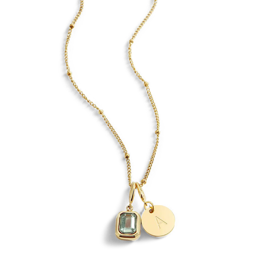 Baguette Birthstone & Initial Necklace - Image 138