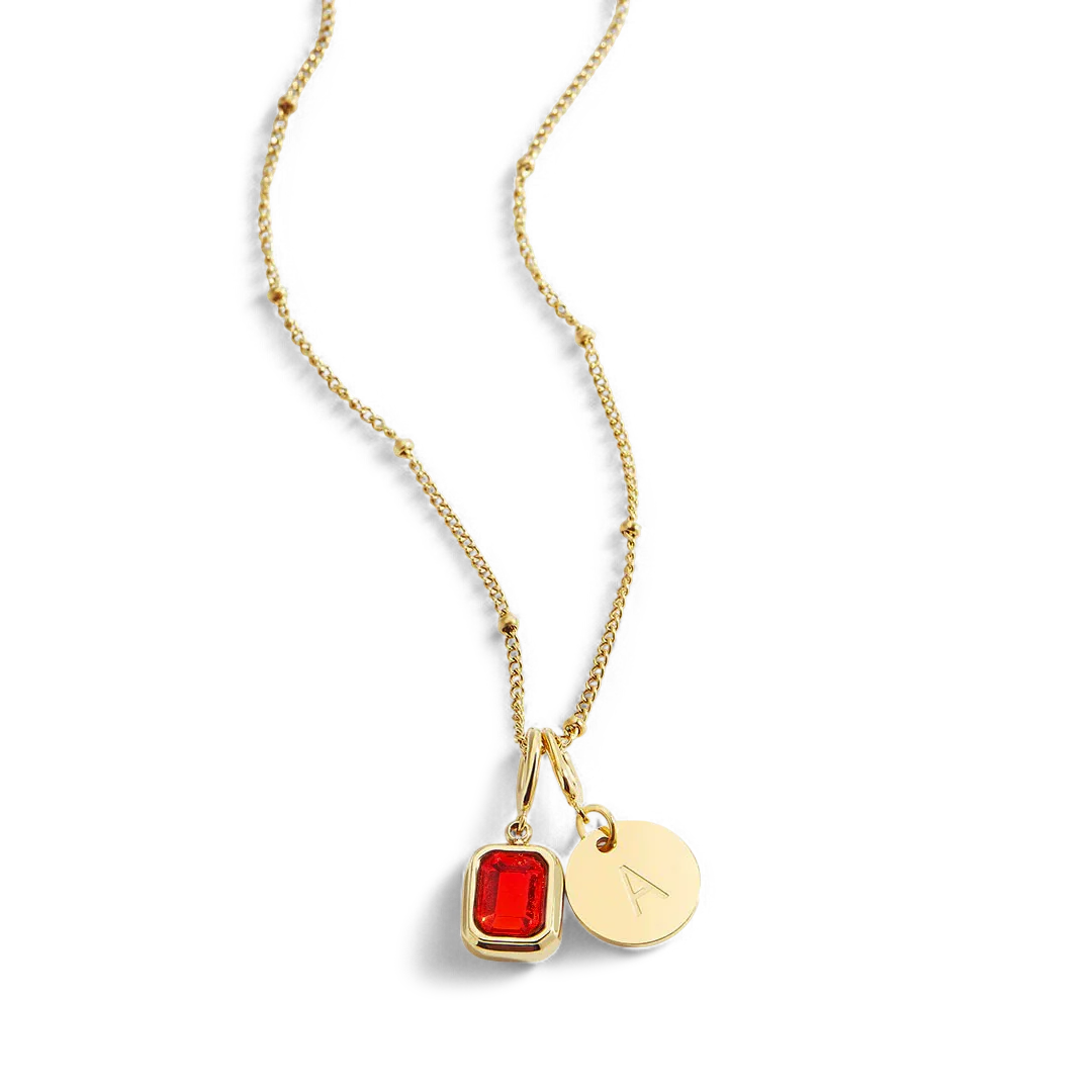 Baguette Birthstone & Initial Necklace - Image 139