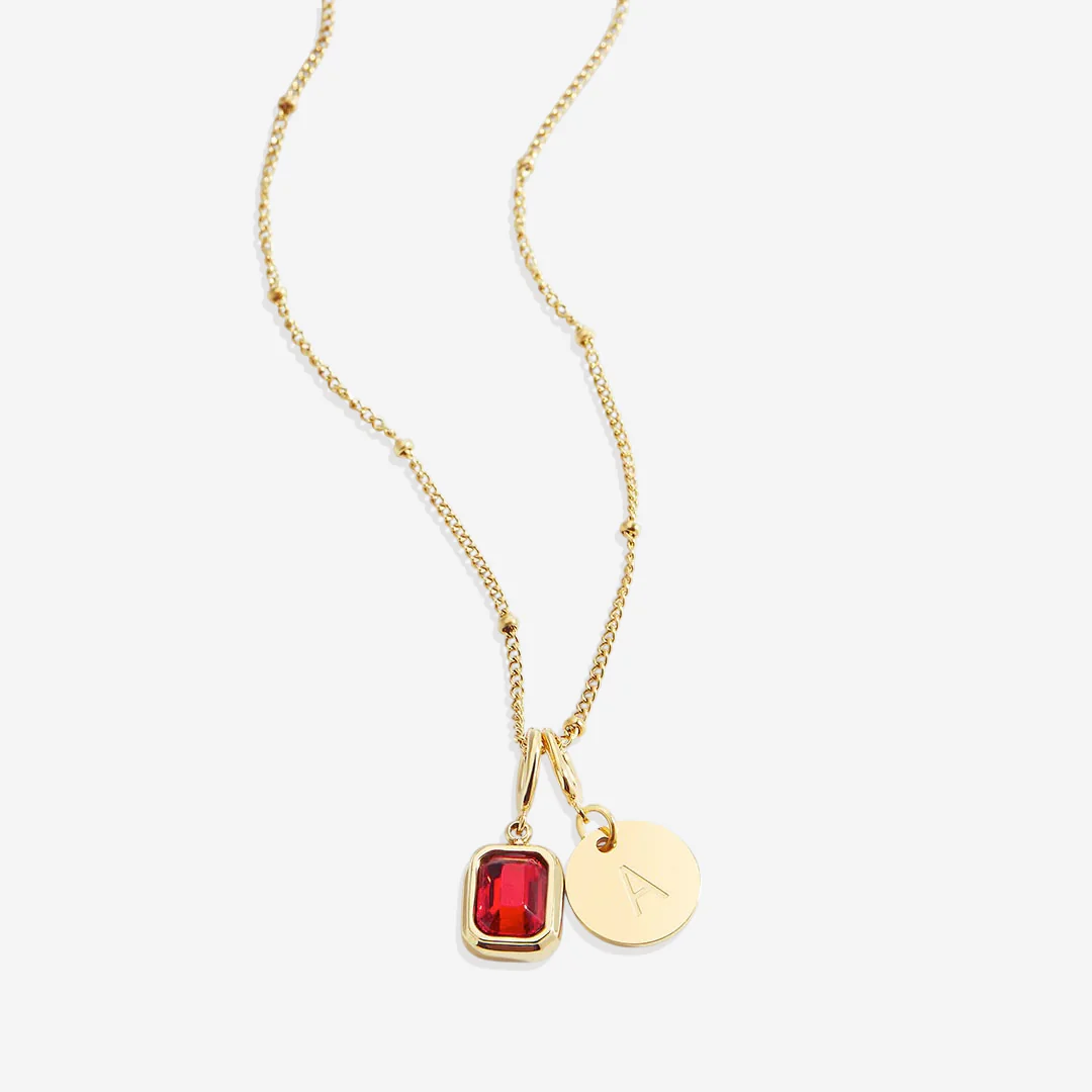 Baguette Birthstone & Initial Necklace - Image 145