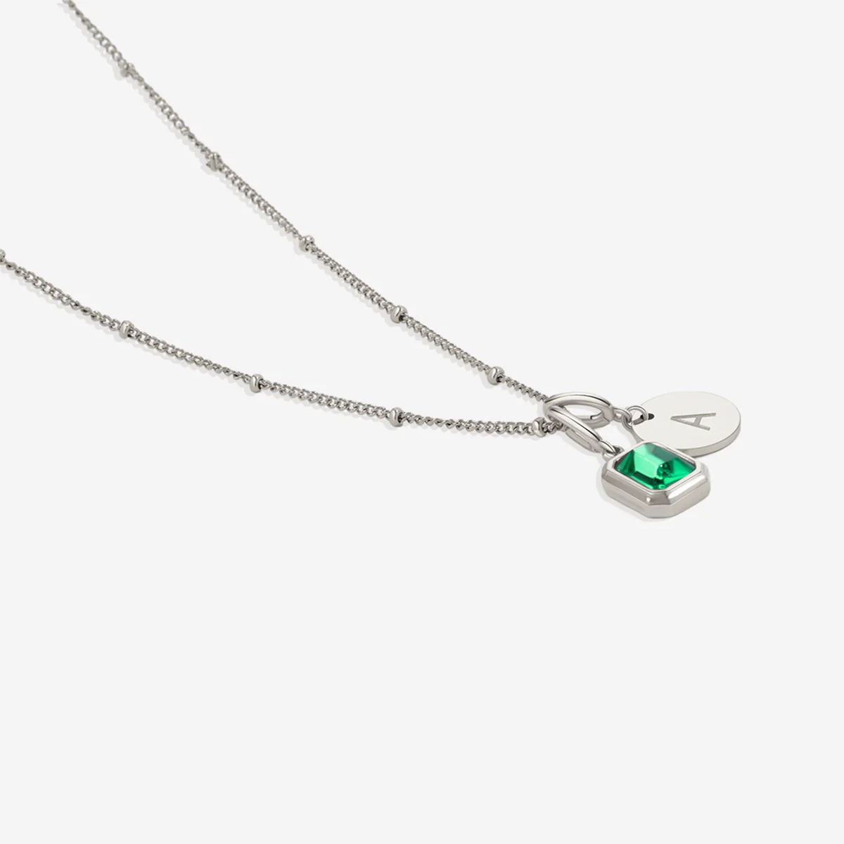 Baguette Birthstone & Initial Necklace - Image 43