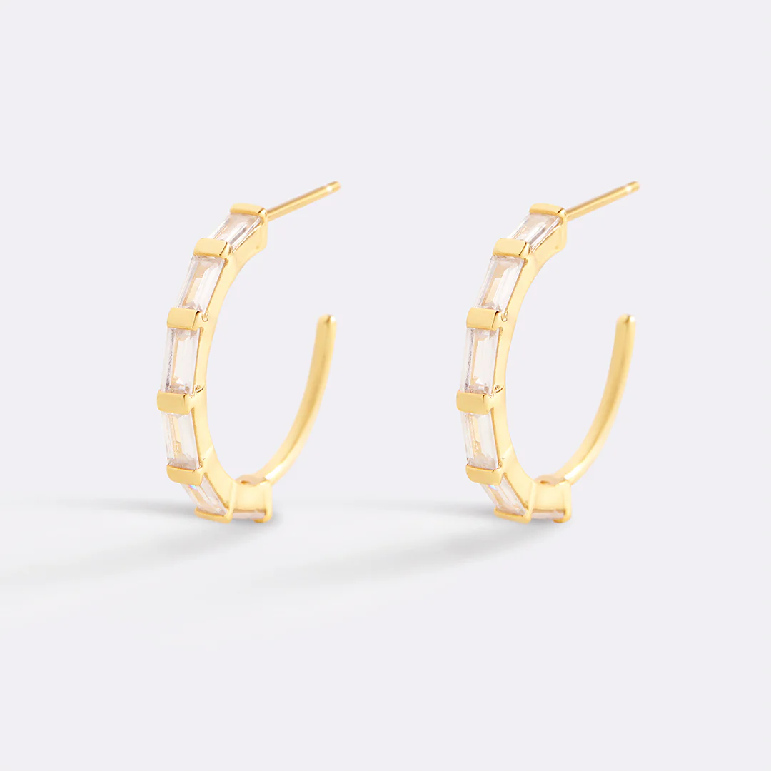 Baguette Diamond Hoop Earrings - Image 21