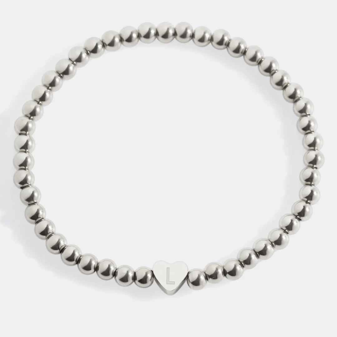 Gold Beaded Bracelet with Heart Initial - Image 132