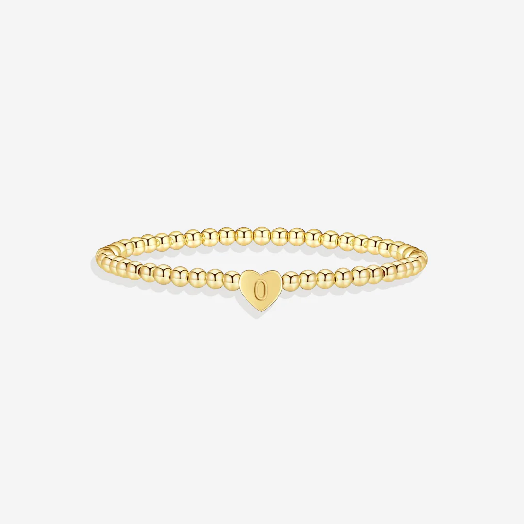 Gold Beaded Bracelet with Heart Initial - Image 22