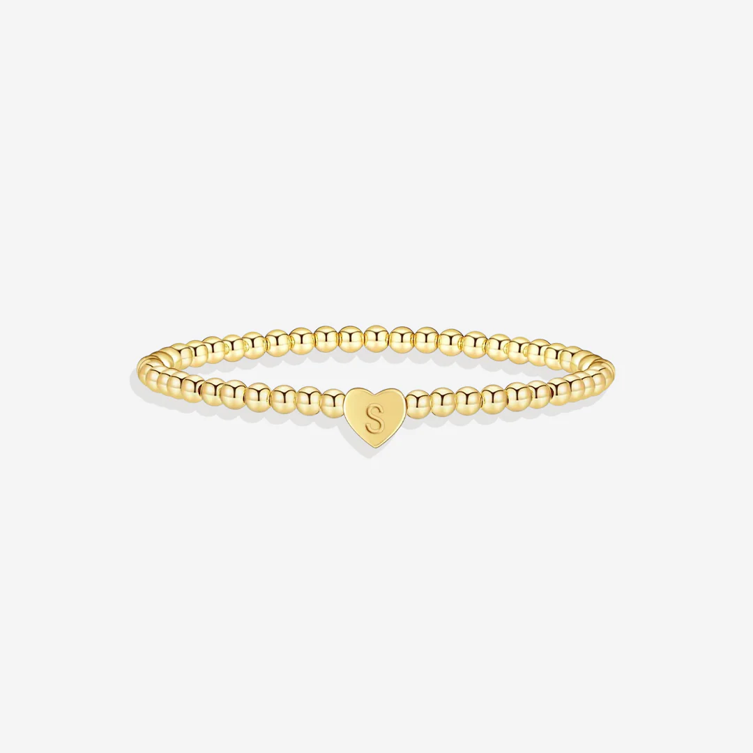 Gold Beaded Bracelet with Heart Initial - Image 26