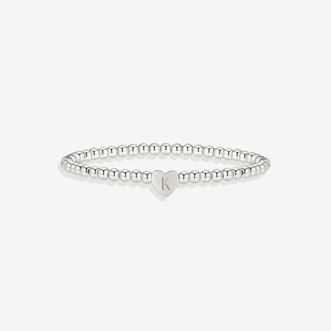 Gold Beaded Bracelet with Heart Initial - Image 49