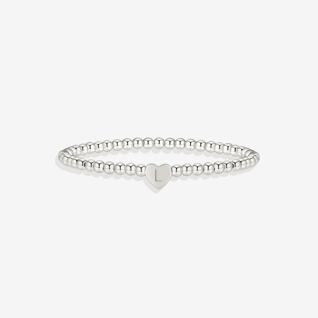 Gold Beaded Bracelet with Heart Initial - Image 50