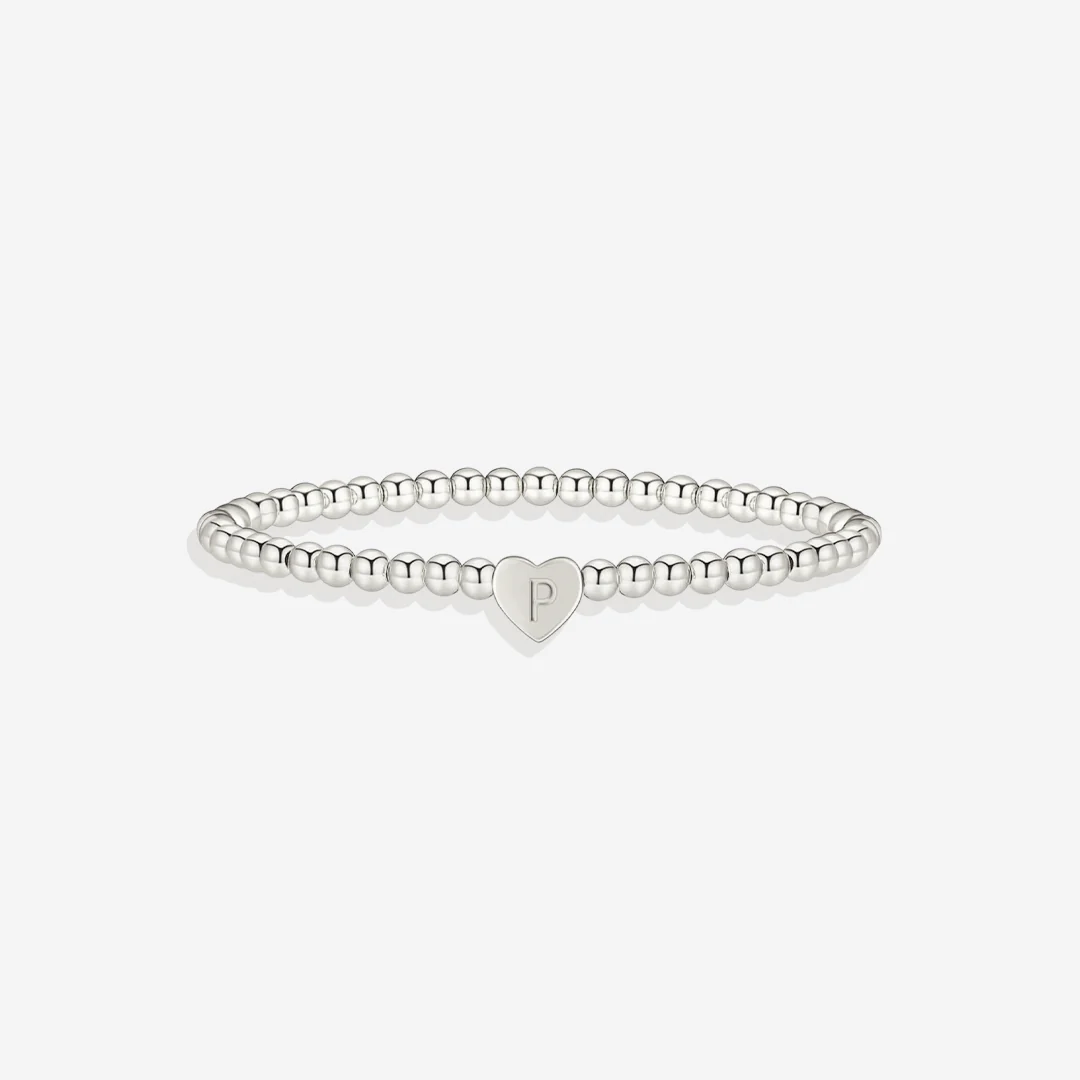 Gold Beaded Bracelet with Heart Initial - Image 54