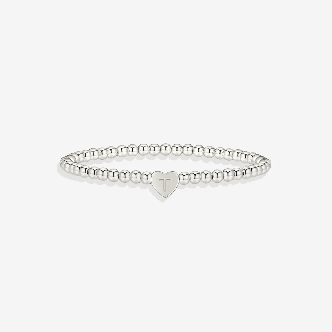 Gold Beaded Bracelet with Heart Initial - Image 58