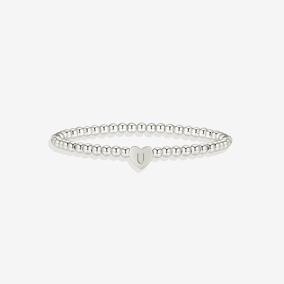 Gold Beaded Bracelet with Heart Initial - Image 59
