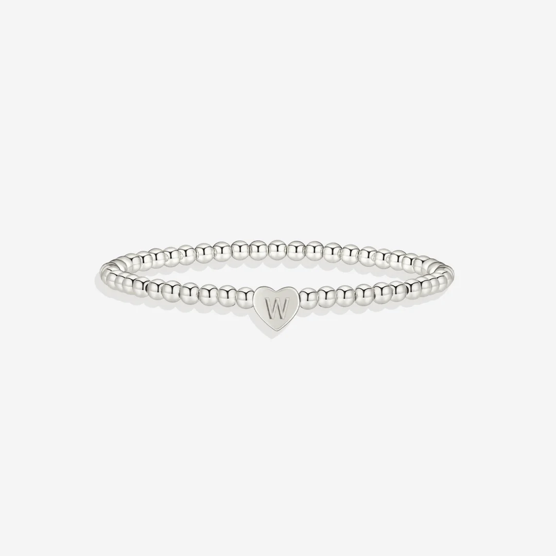 Gold Beaded Bracelet with Heart Initial - Image 66