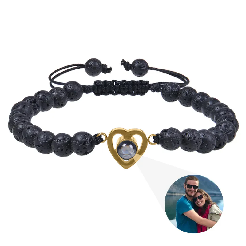 Beaded Heart Photo Bracelet - Image 3