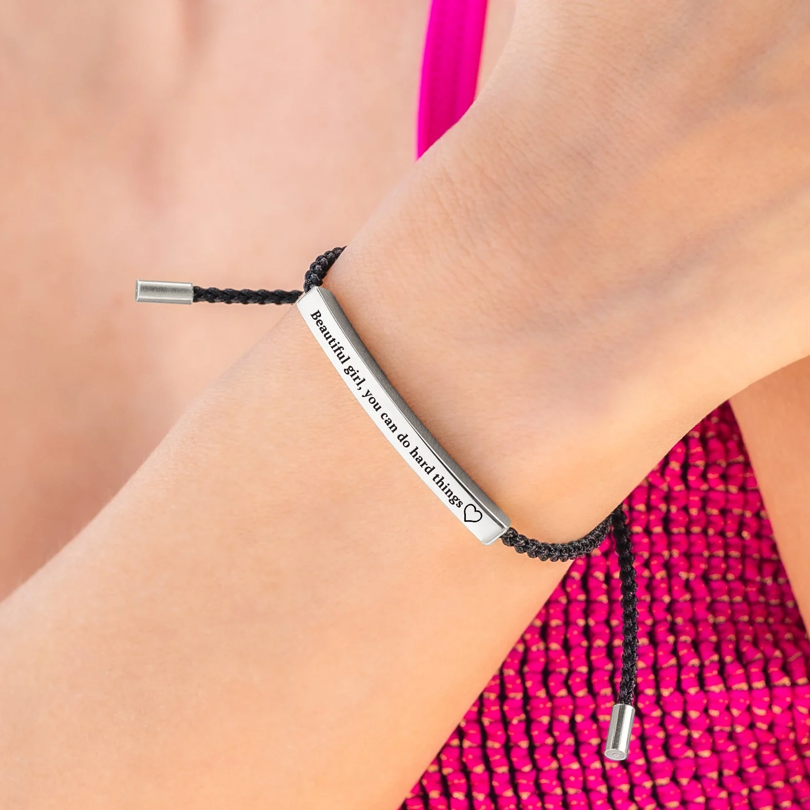 Beautiful Girl You Can Do Hard Things Inspire Bracelet - Image 3