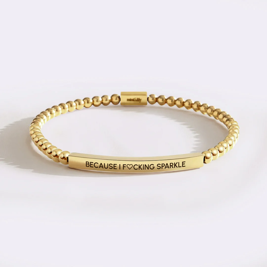 Because I F♡cking Sparkle Gold Beaded Inspire Bracelet - Image 7