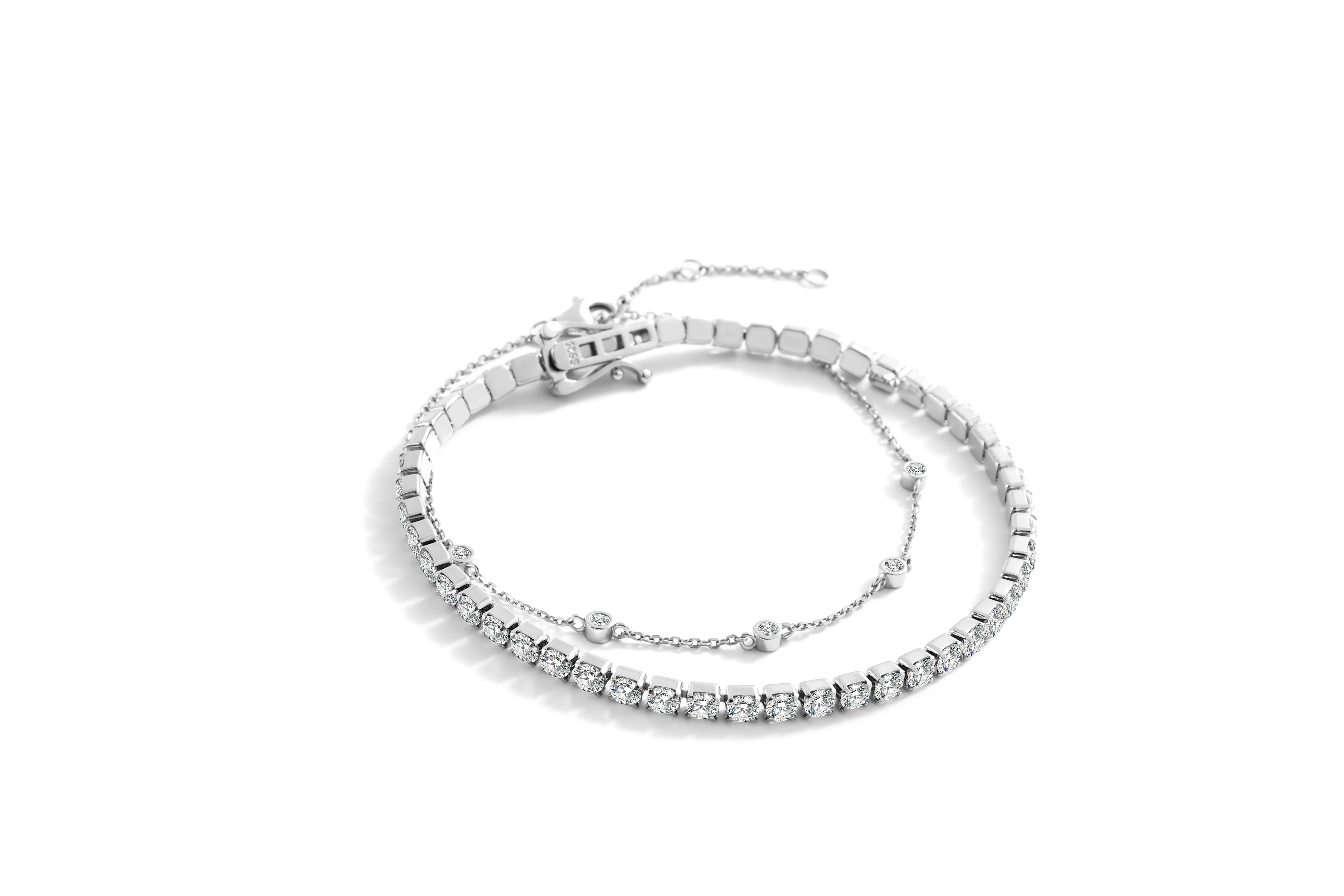 Bezel Set Bracelet and Tennis Bracelet Bundle - Image 3