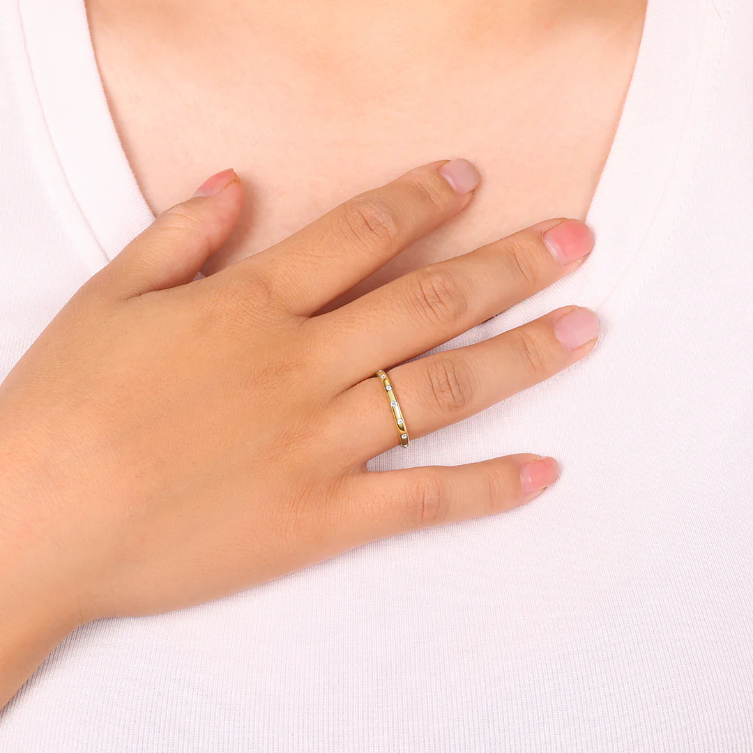 Bezel-Set Tiny Stacking Ring - Image 10