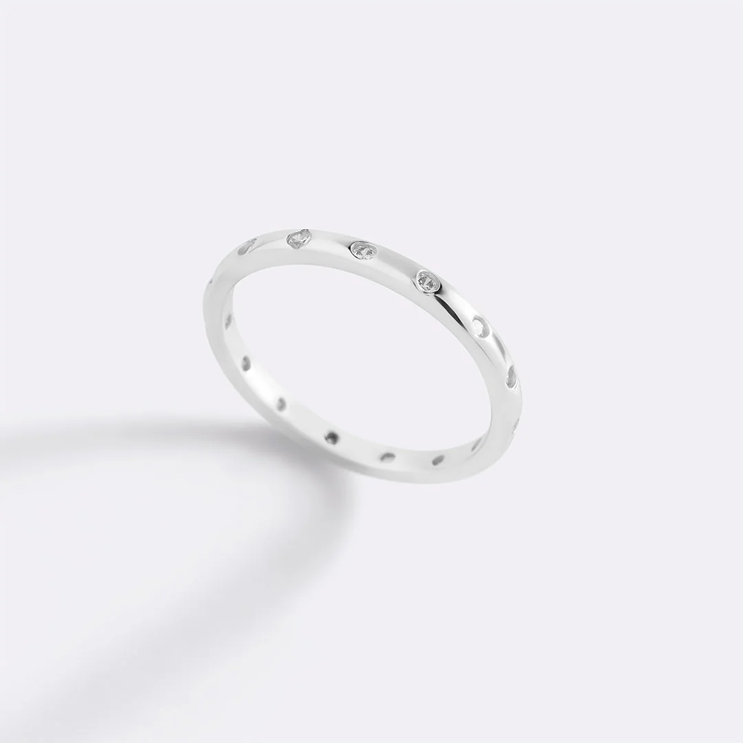 Bezel-Set Tiny Stacking Ring - Image 4