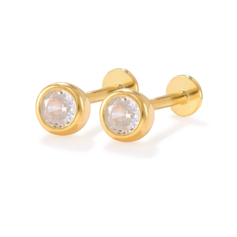 Bezel Stud Flatback Earrings | 16g - Image 3