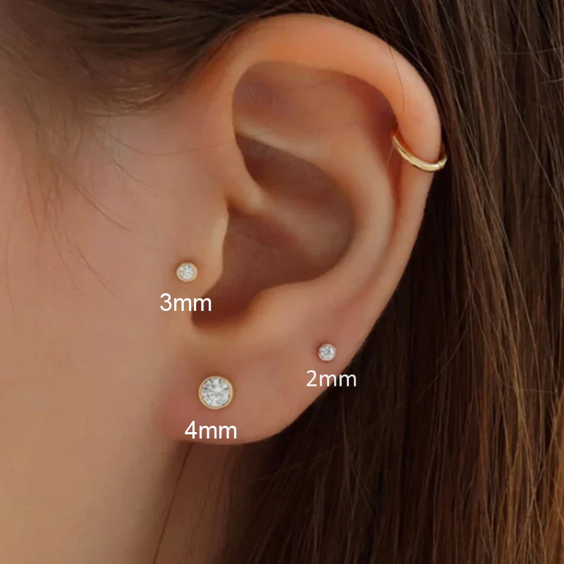 Bezel Stud Flatback Earrings | 16g - Image 5
