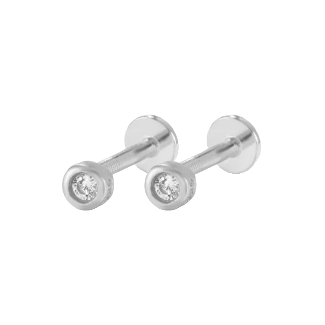 Bezel Stud Flatback Earrings | 16g - Image 8