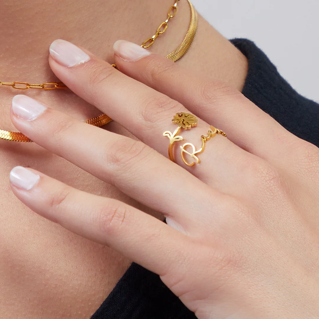 Birth Flower Name Ring - Image 7