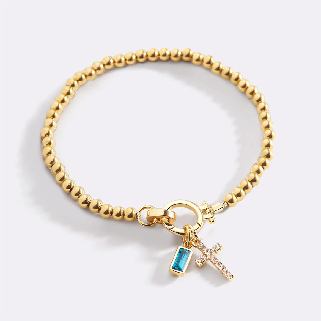 Cross Charm Birthstone Bracelet - Image 43