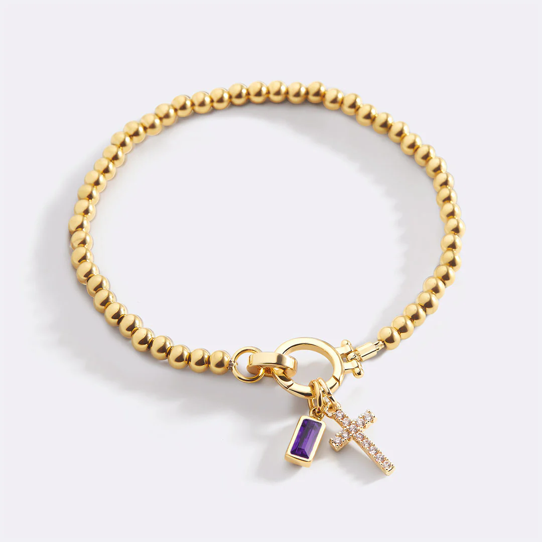 Cross Charm Birthstone Bracelet - Image 49