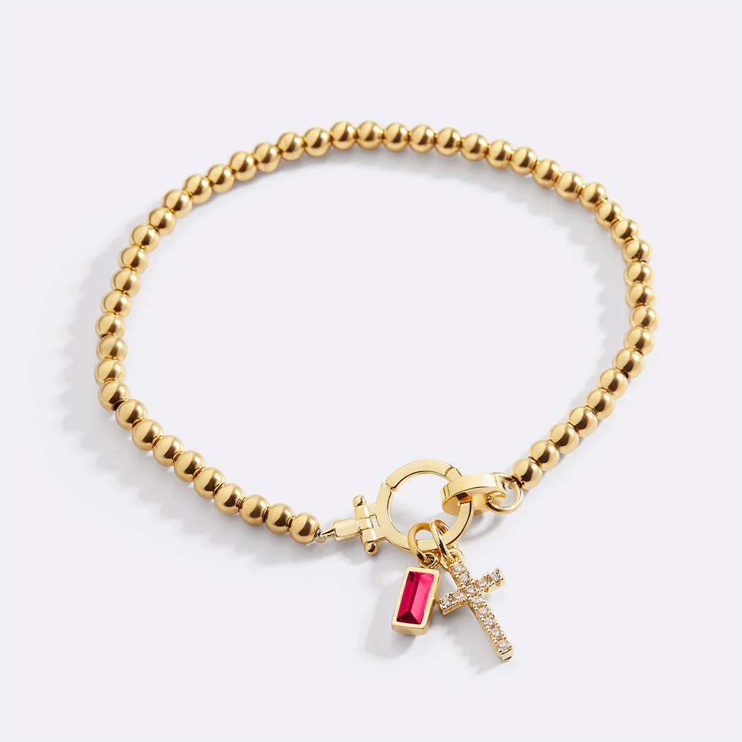 Cross Charm Birthstone Bracelet - Image 9