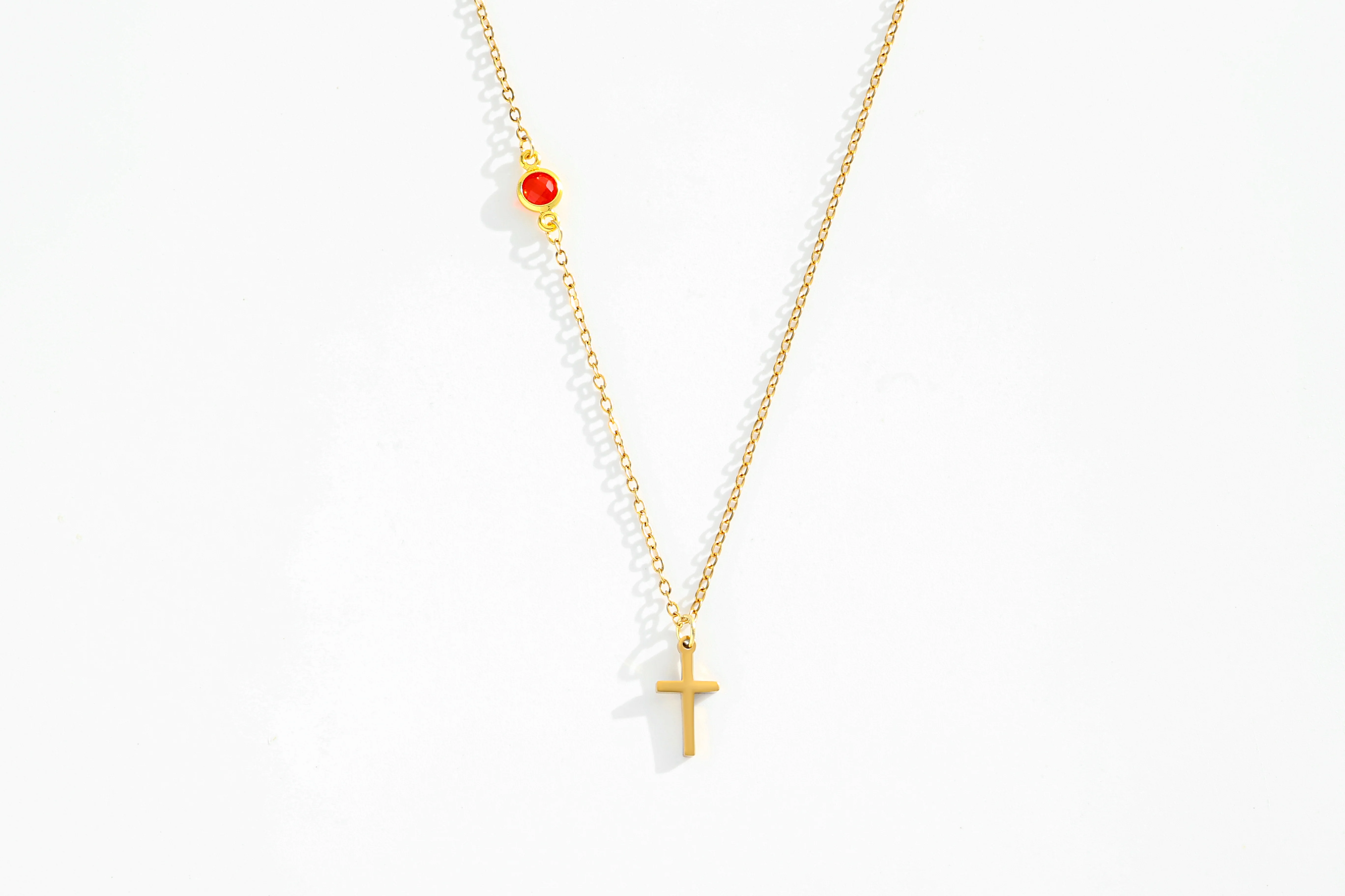 Birthstone Cross Necklace - Image 2