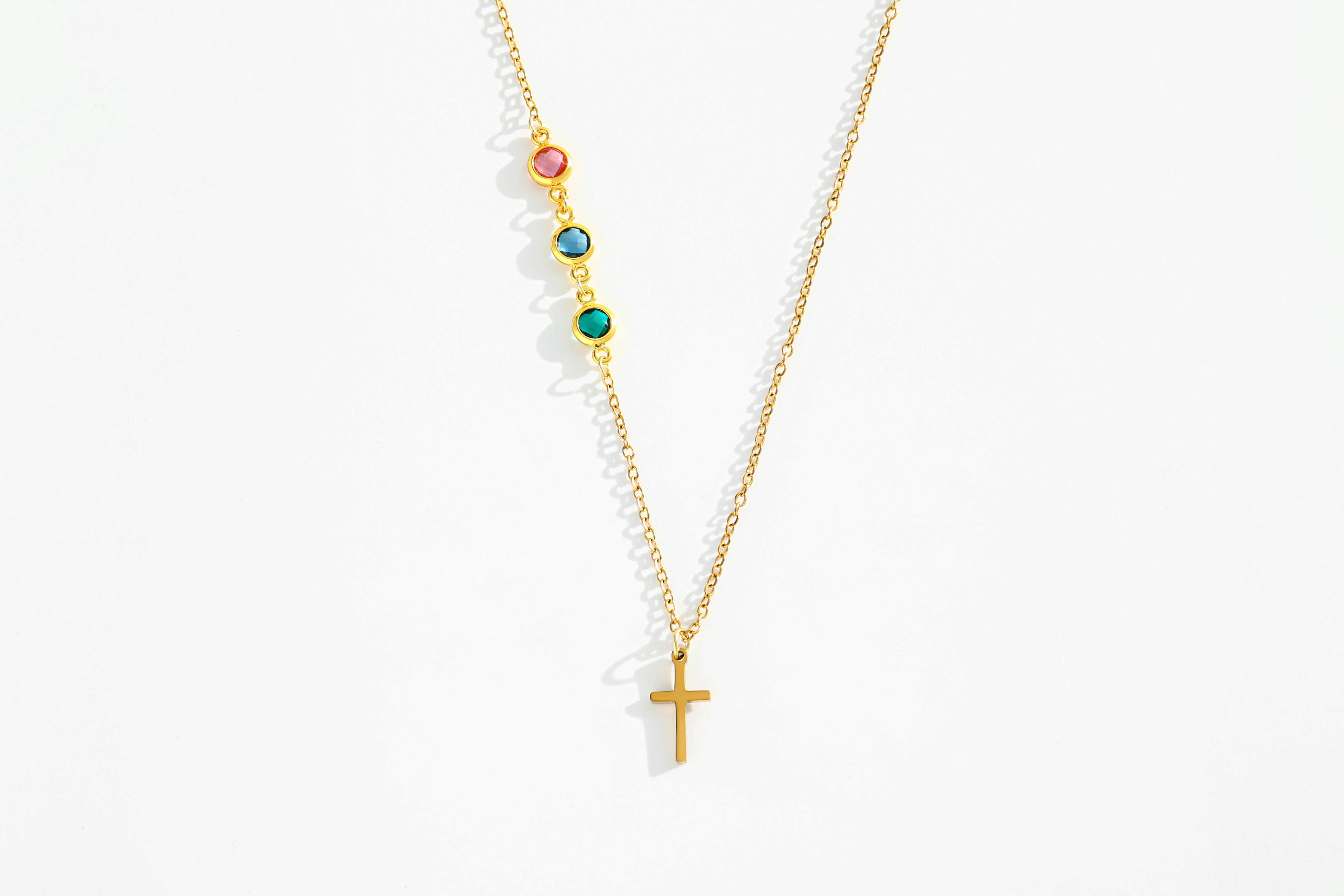 Birthstone Cross Necklace - Image 4