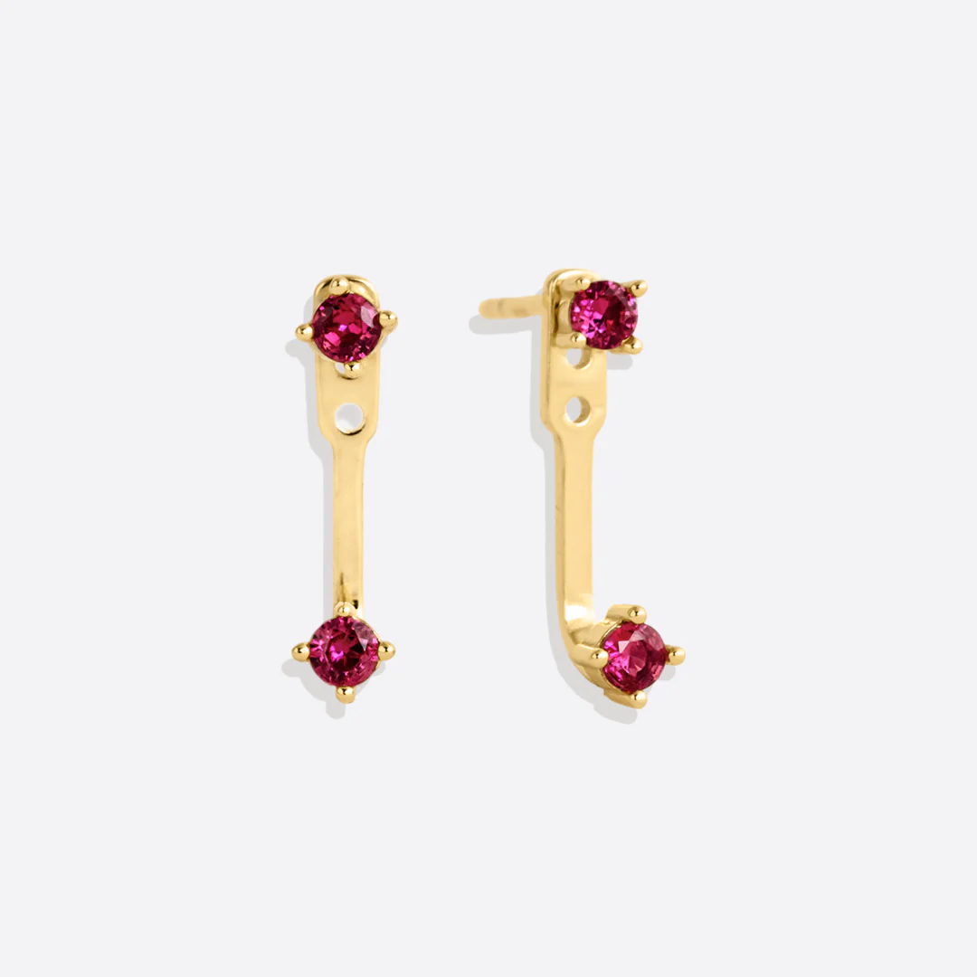 Birthstone Drop Ear Jacket Earrings - Image 8
