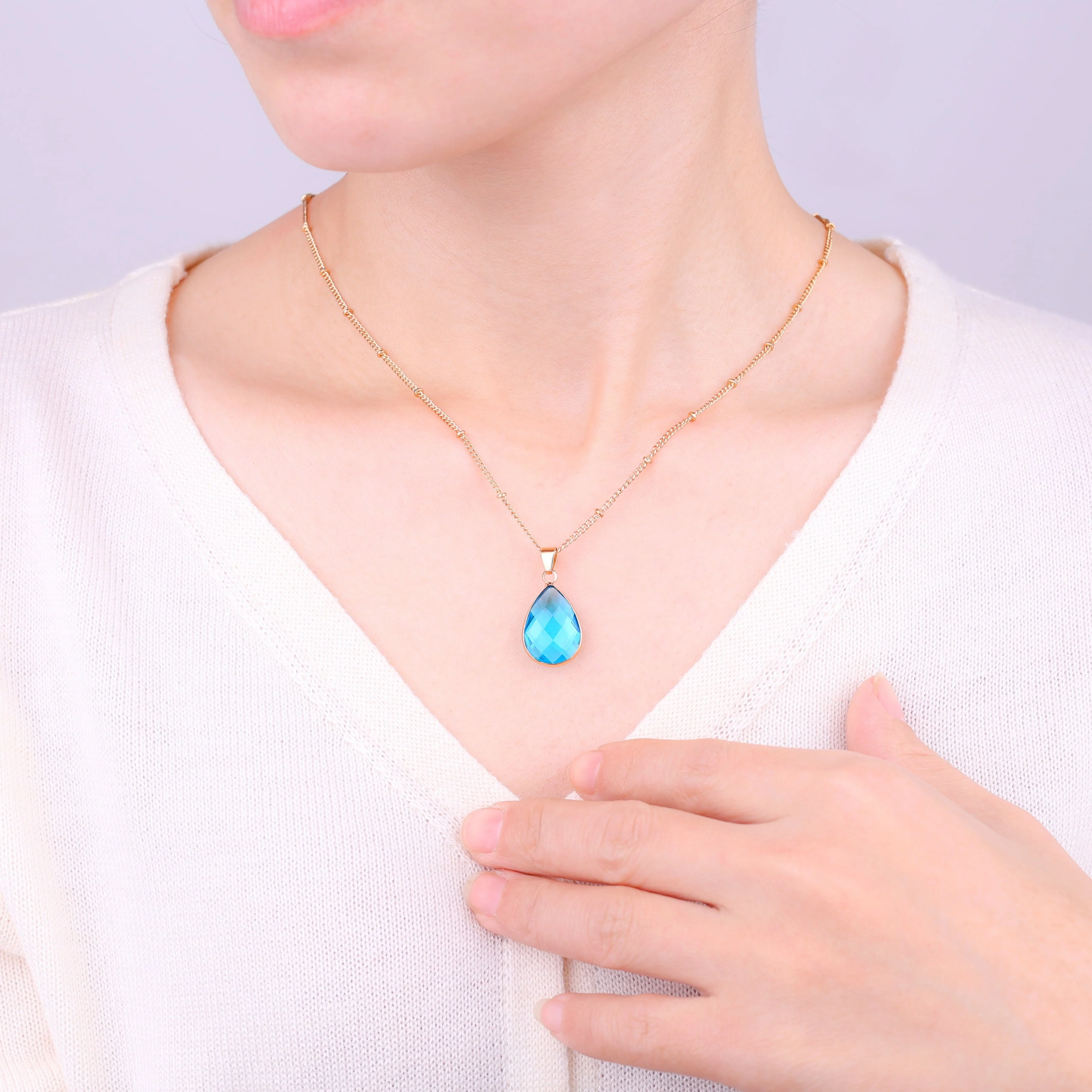 Birthstone Drop Pendant Necklace - Image 9