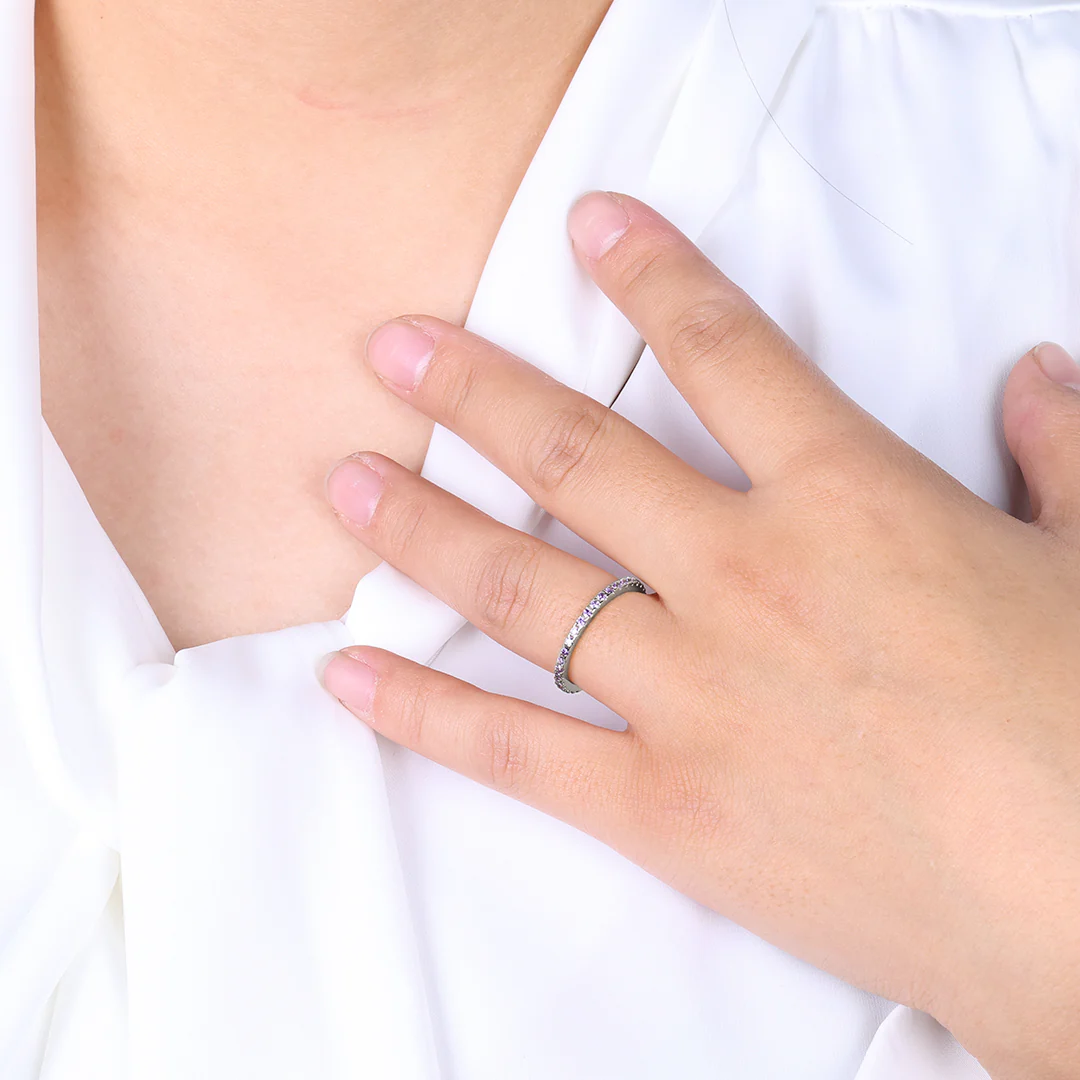 May Birthstone Eternity Stacking Ring - Image 15