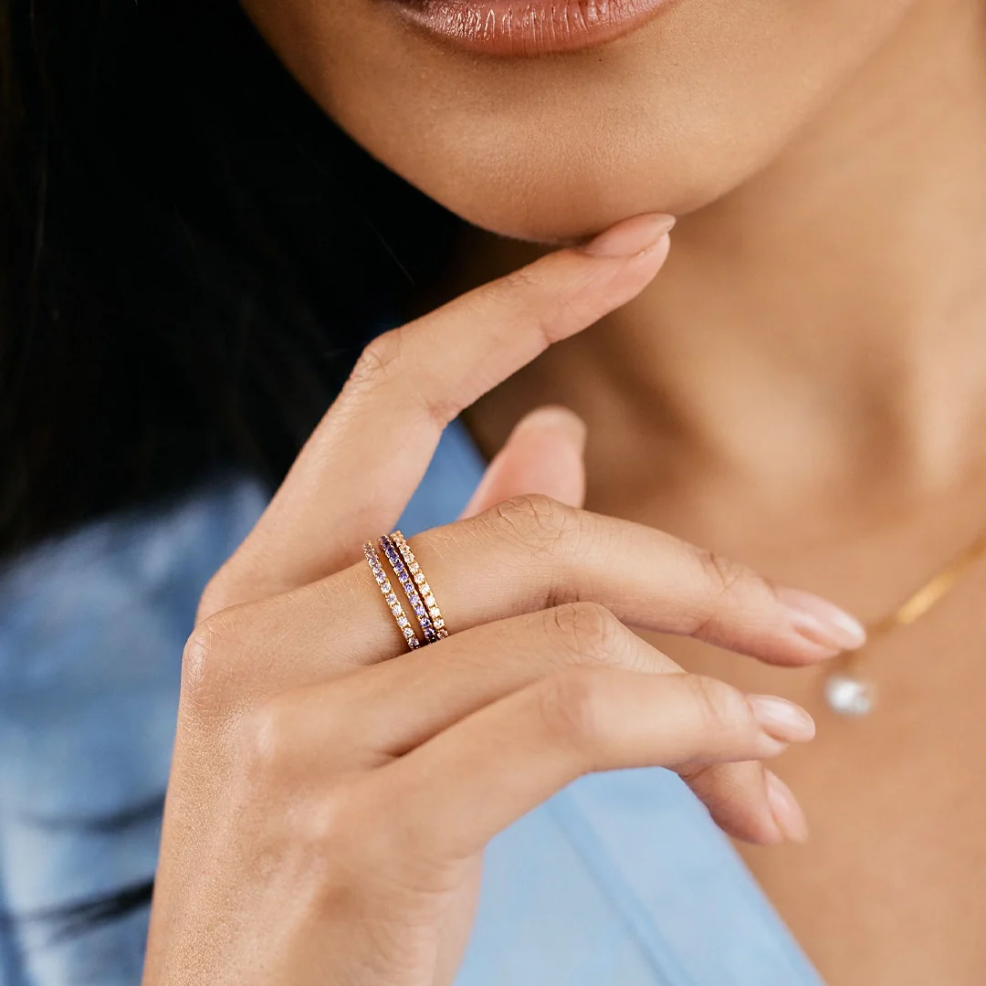 May Birthstone Eternity Stacking Ring - Image 26