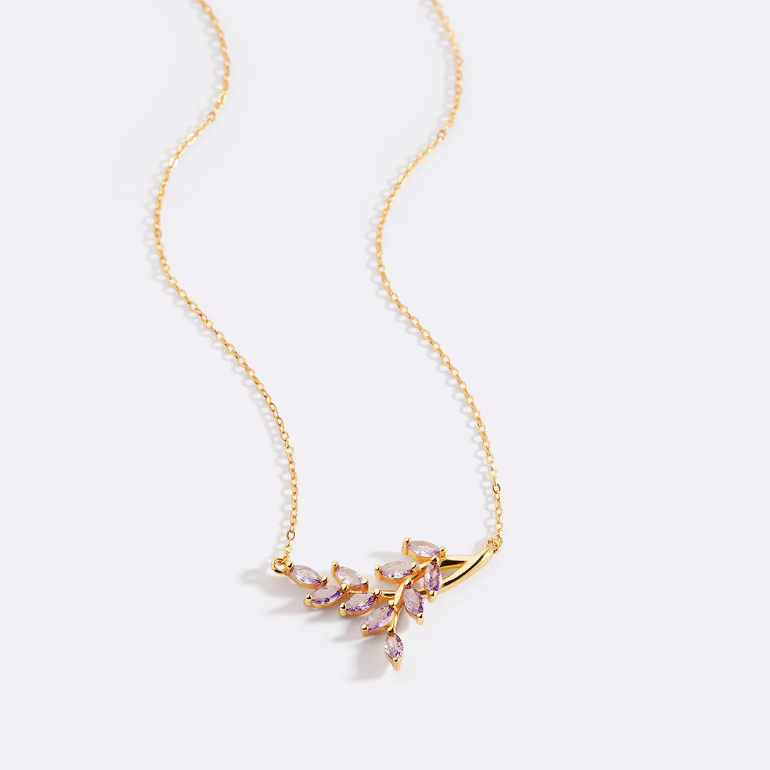 Birthstone Leaf Pendant Necklace - Image 22