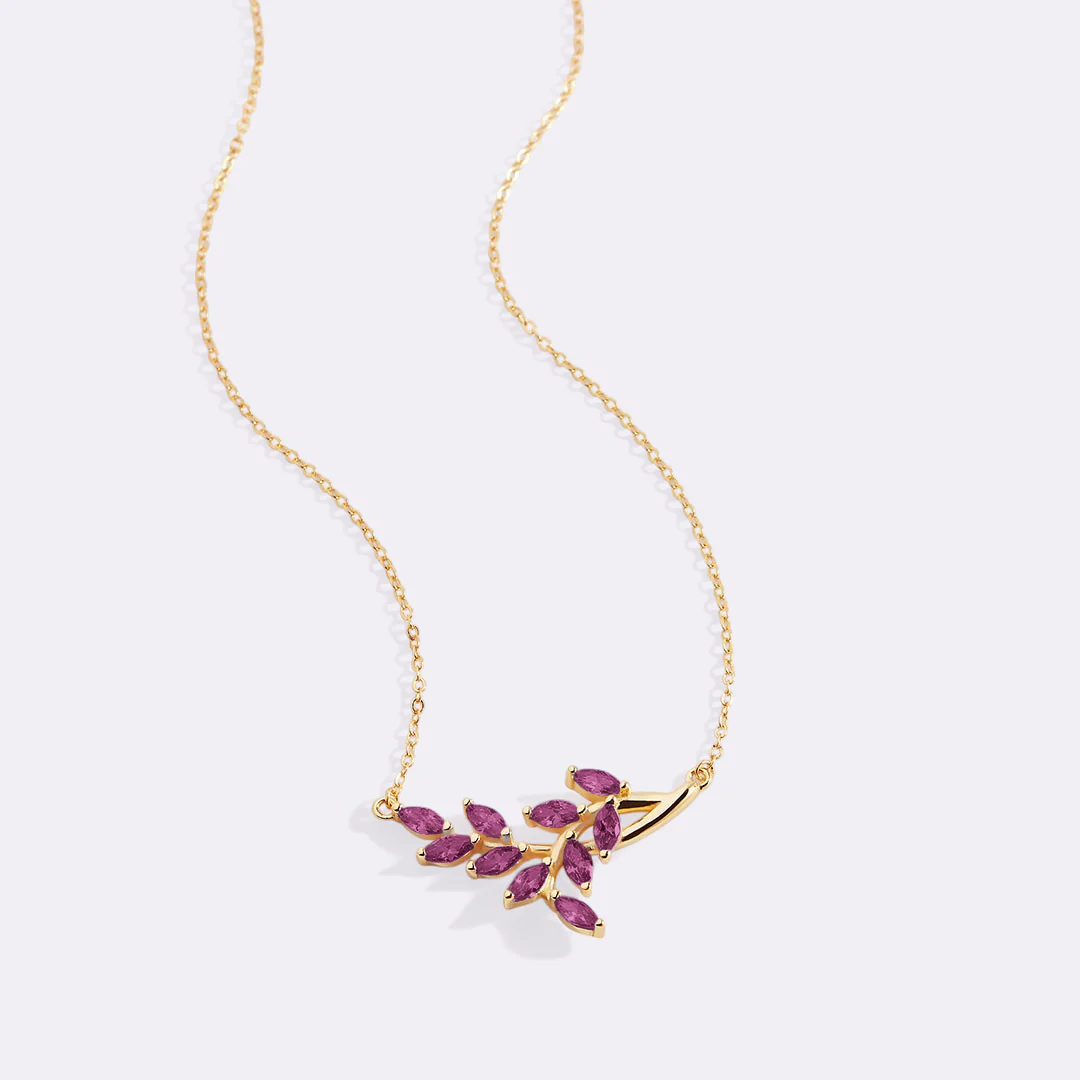 Birthstone Leaf Pendant Necklace - Image 36