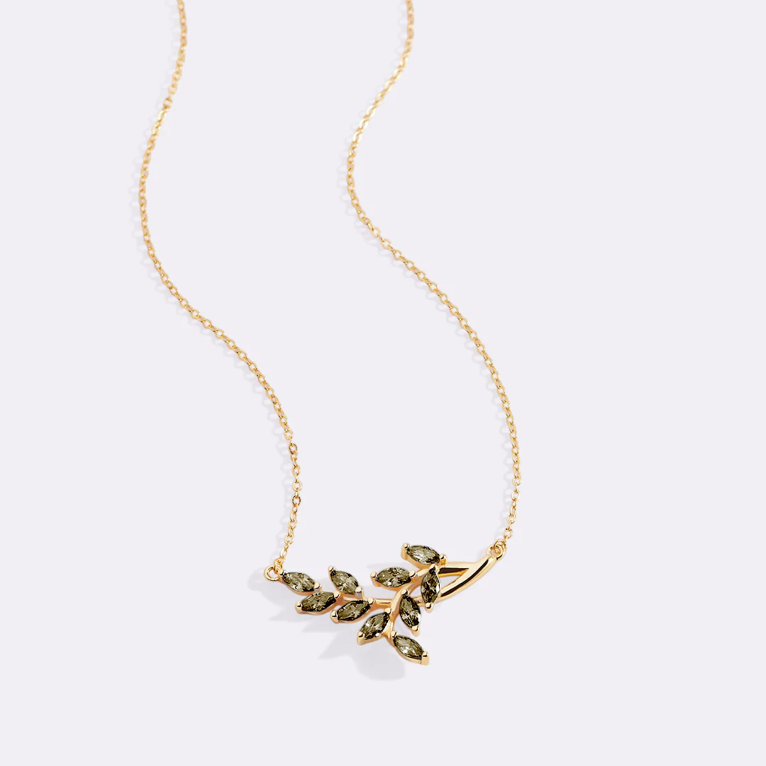 Birthstone Leaf Pendant Necklace - Image 38