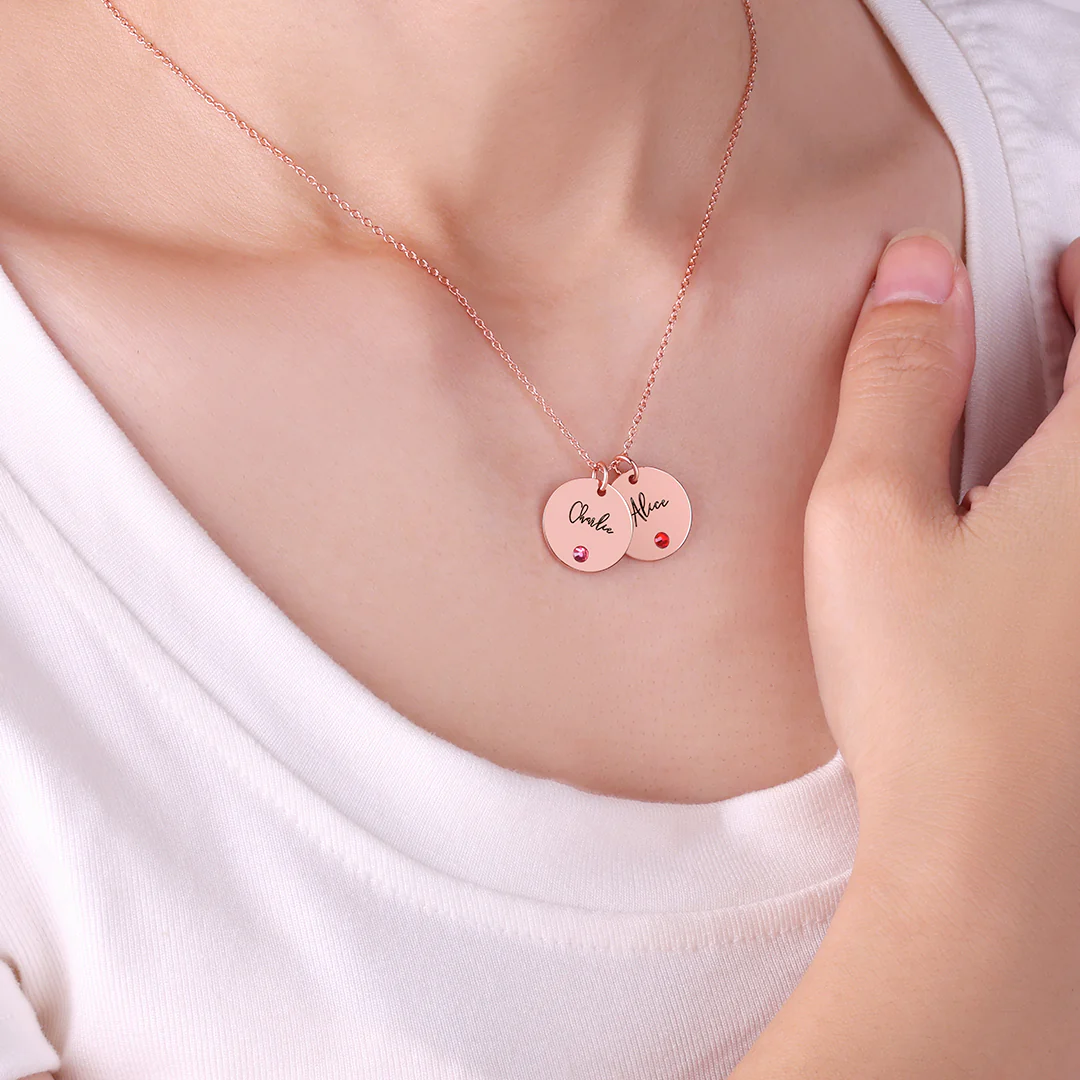 Birthstone Disc Name Necklace - Image 7