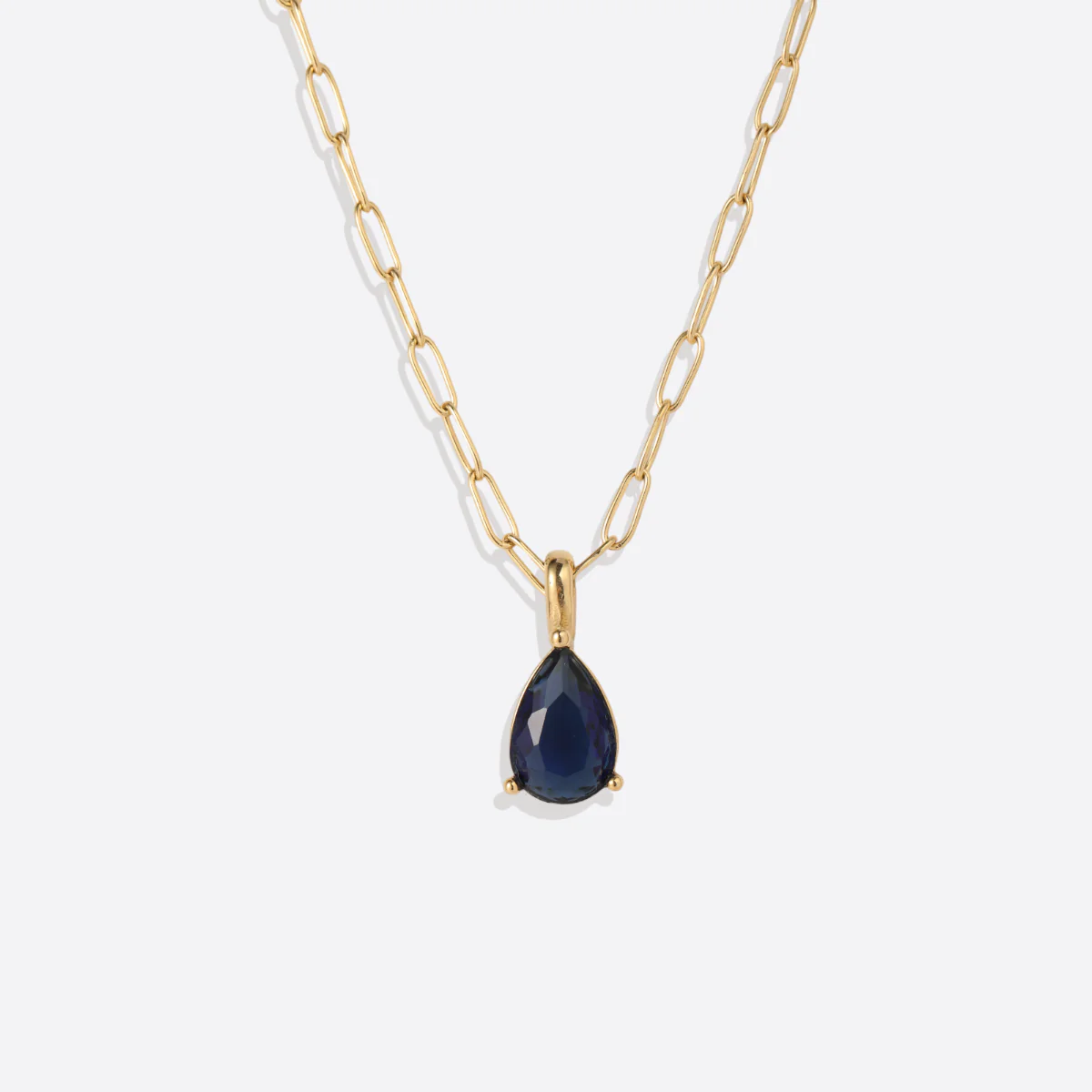 Birthstone Pendant Necklace with Dainty Paperclip Chain - Image 20